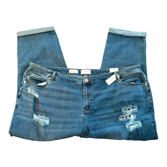 LANE BRYANT Signature Fit Boyfriend Plaid Backed Destruction Size 28 NEW - Picture 6 of 13